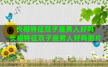 长相特征双子座男人好吗 长相特征双子座男人好吗图片